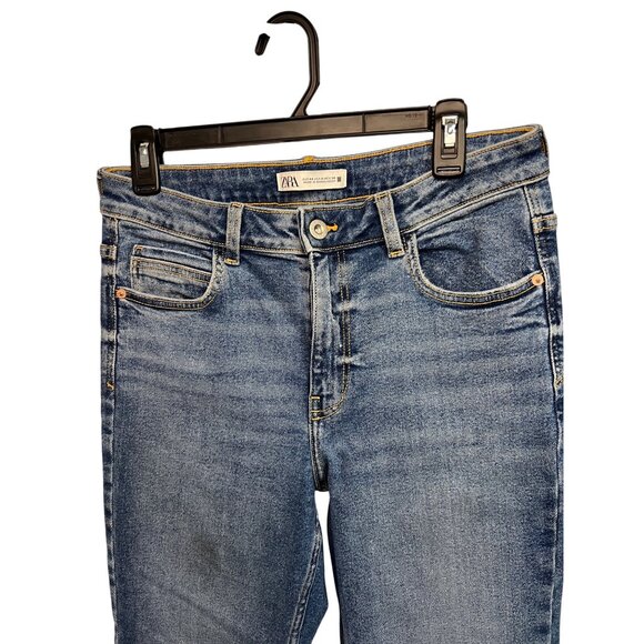 Zara Womens Straight-Leg Mid-Rise Blue Denim Jeans Size 8 - Picture 2 of 7